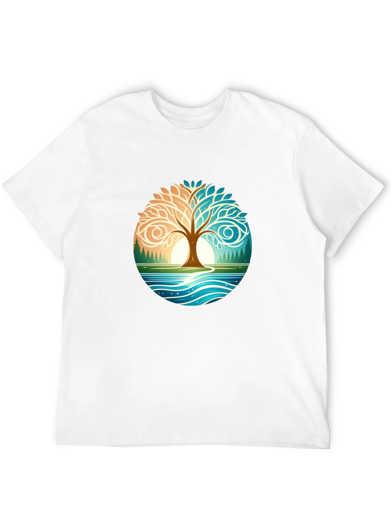 Yin Yang Tree Nature Graphic T-Shirt