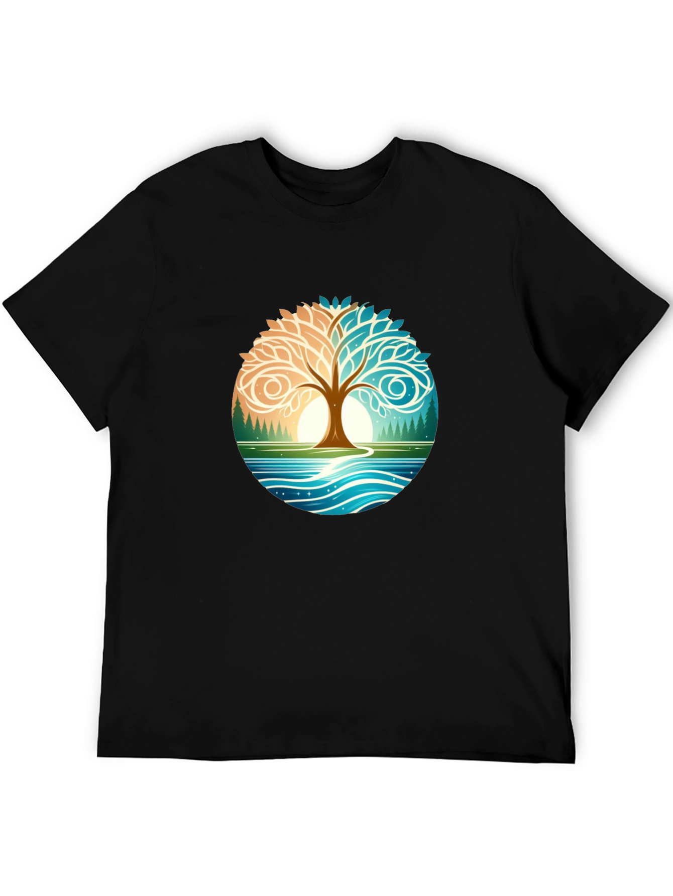 Yin Yang Tree Nature Graphic T-Shirt