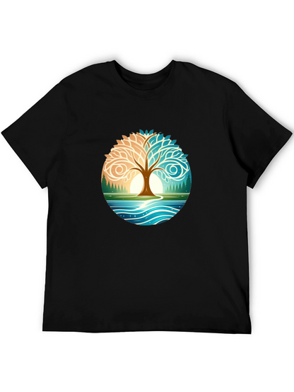 Yin Yang Tree Nature Graphic T-Shirt