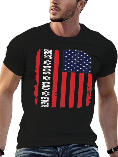 Best Dog Dad Ever American Flag T-Shirt