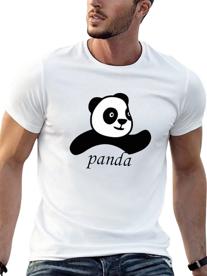 Cute Panda Graphic Black T-Shirt