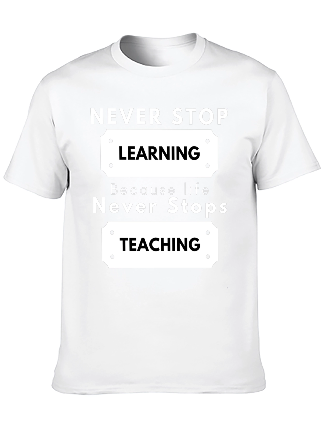 Never Stop Learning Black Graphic T-Shirt