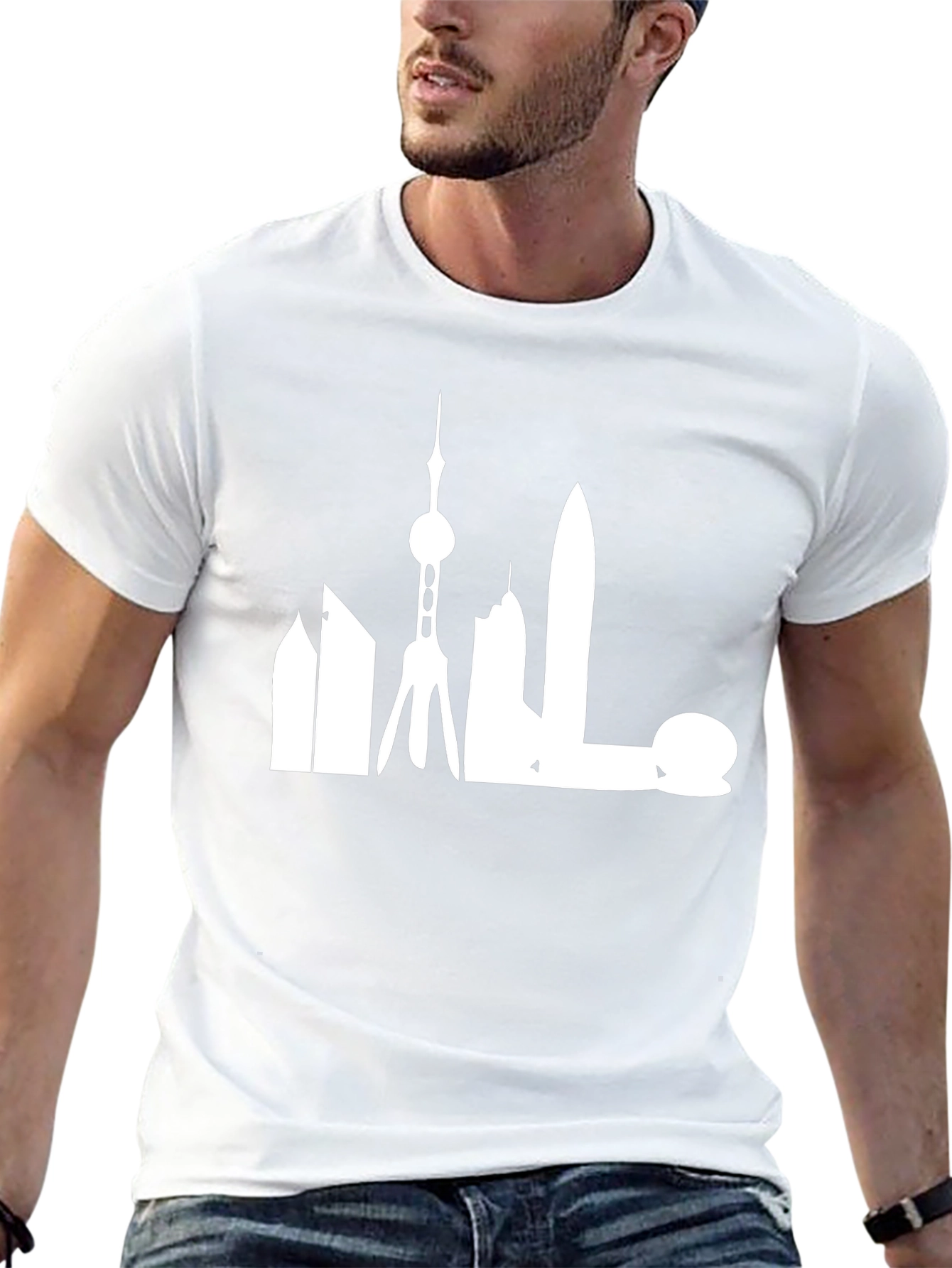 Shanghai Skyline Graphic Tee - Modern Cityscape Shirt