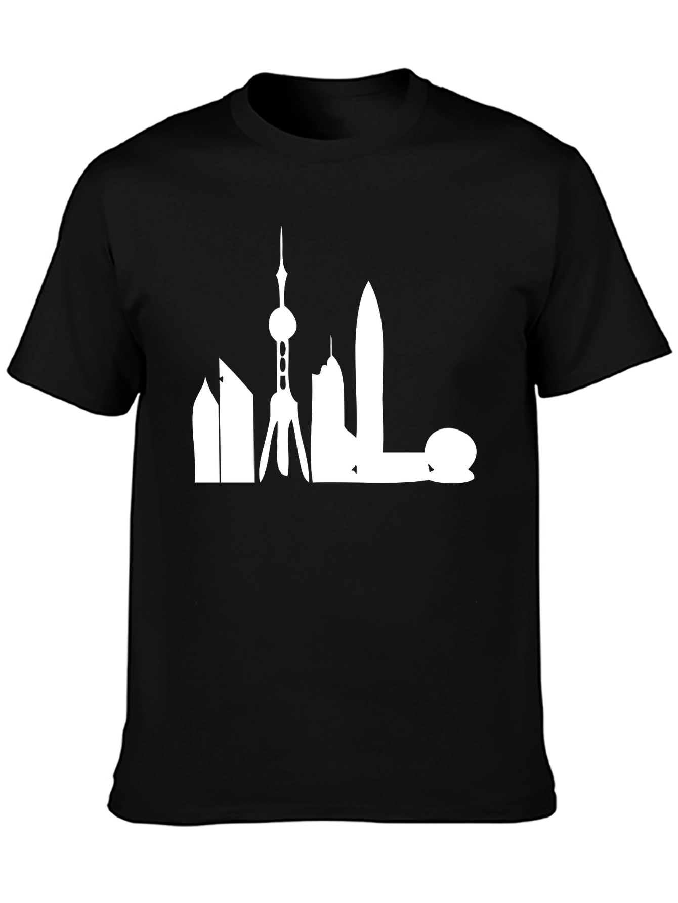 Shanghai Skyline Graphic Tee - Modern Cityscape Shirt