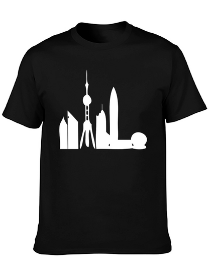 Shanghai Skyline Graphic Tee - Modern Cityscape Shirt