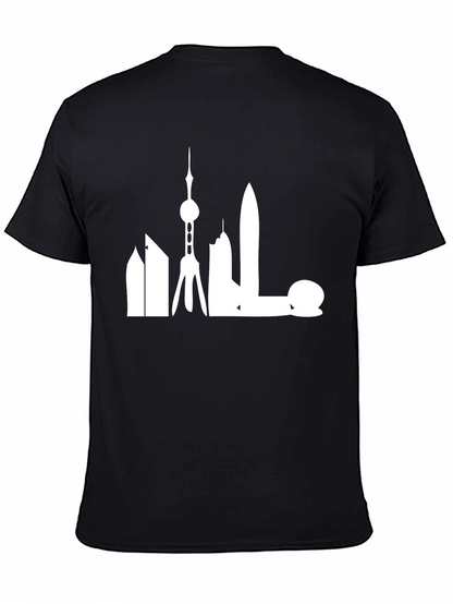Shanghai Skyline Graphic Tee - Modern Cityscape Shirt