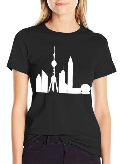 Shanghai Skyline Graphic Tee - Modern Cityscape Shirt