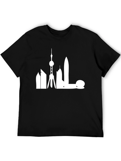 Shanghai Skyline Graphic Tee - Modern Cityscape Shirt