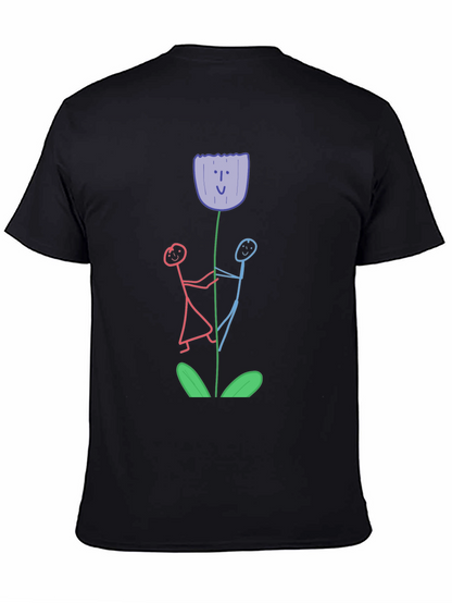 Whimsical Flower T-Shirt - Stick Figure Art