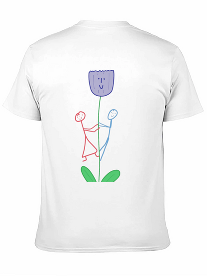 Whimsical Flower T-Shirt - Stick Figure Art