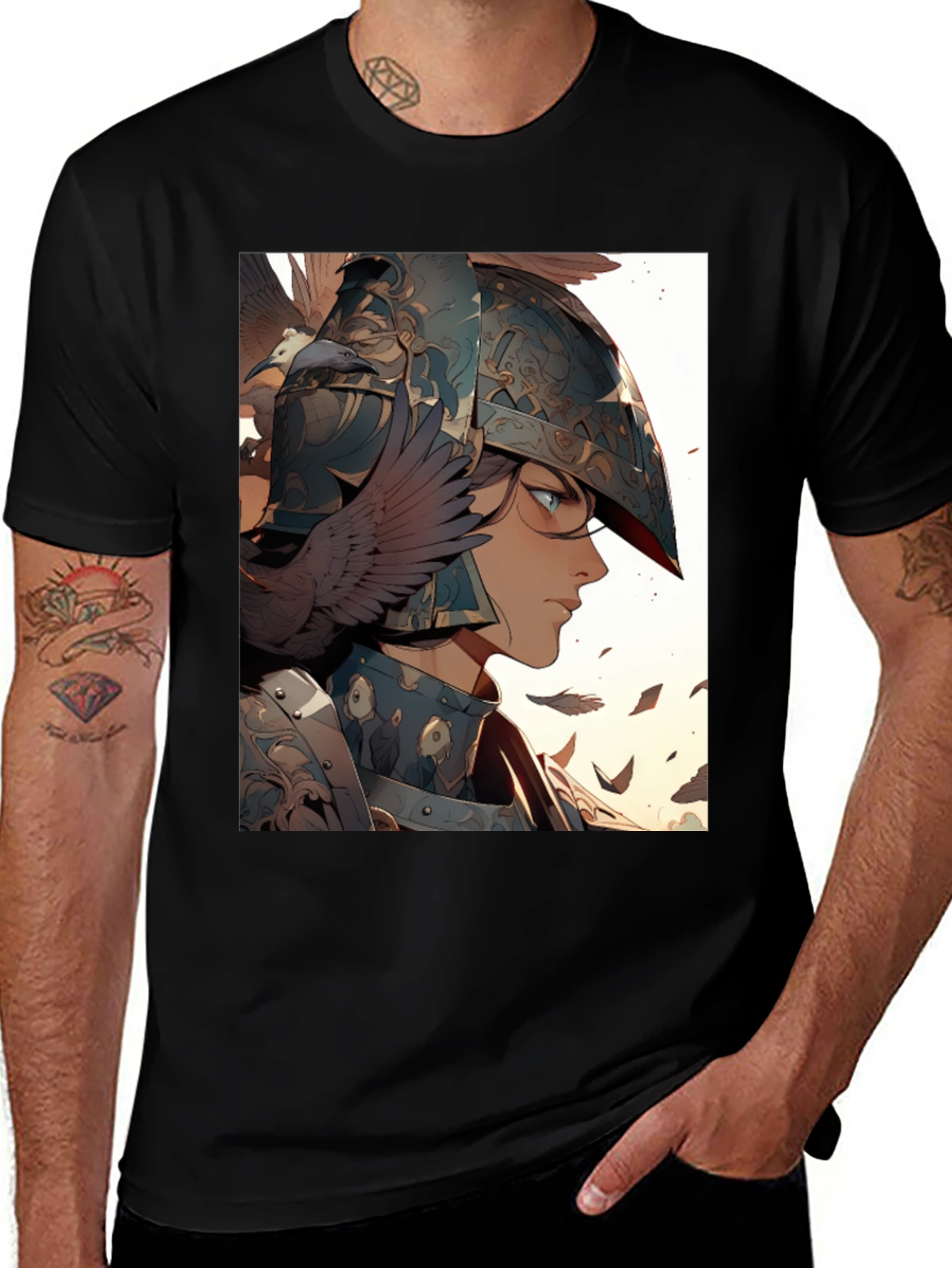Warrior Woman Graphic Tee - Black Cotton Blend