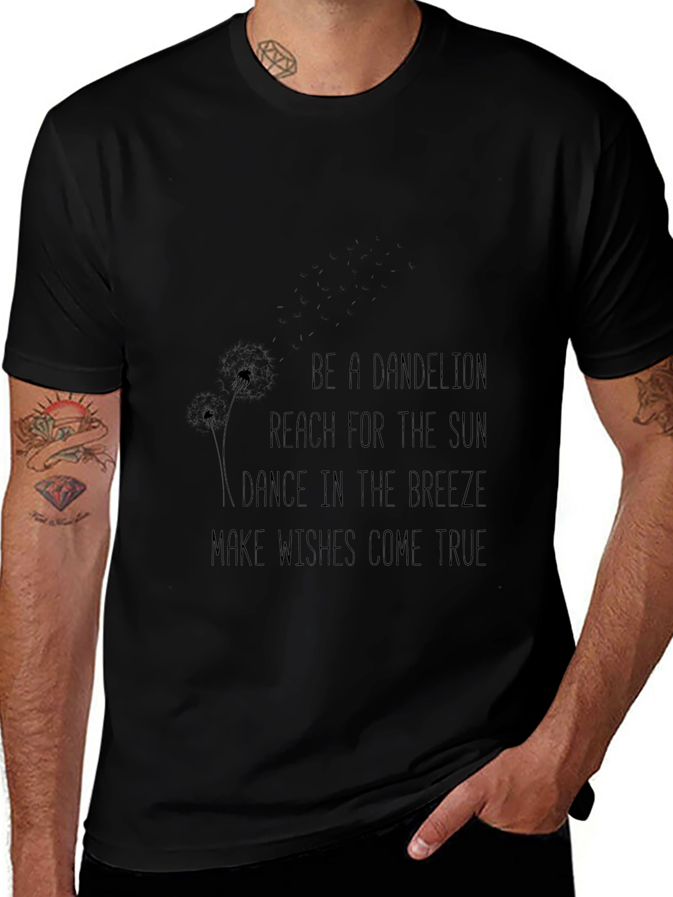 Dandelion Wishes Black T-Shirt