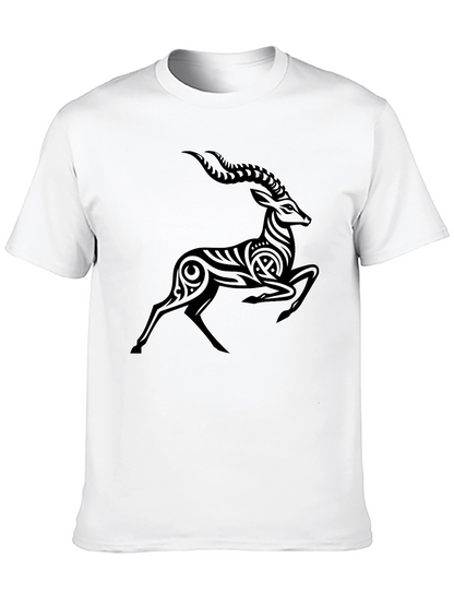 Tribal Antelope Graphic Black T-Shirt