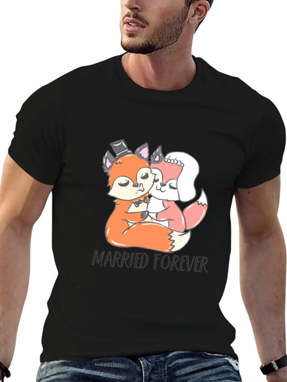 Married Forever Fox T-Shirt Black Crew Neck Tee