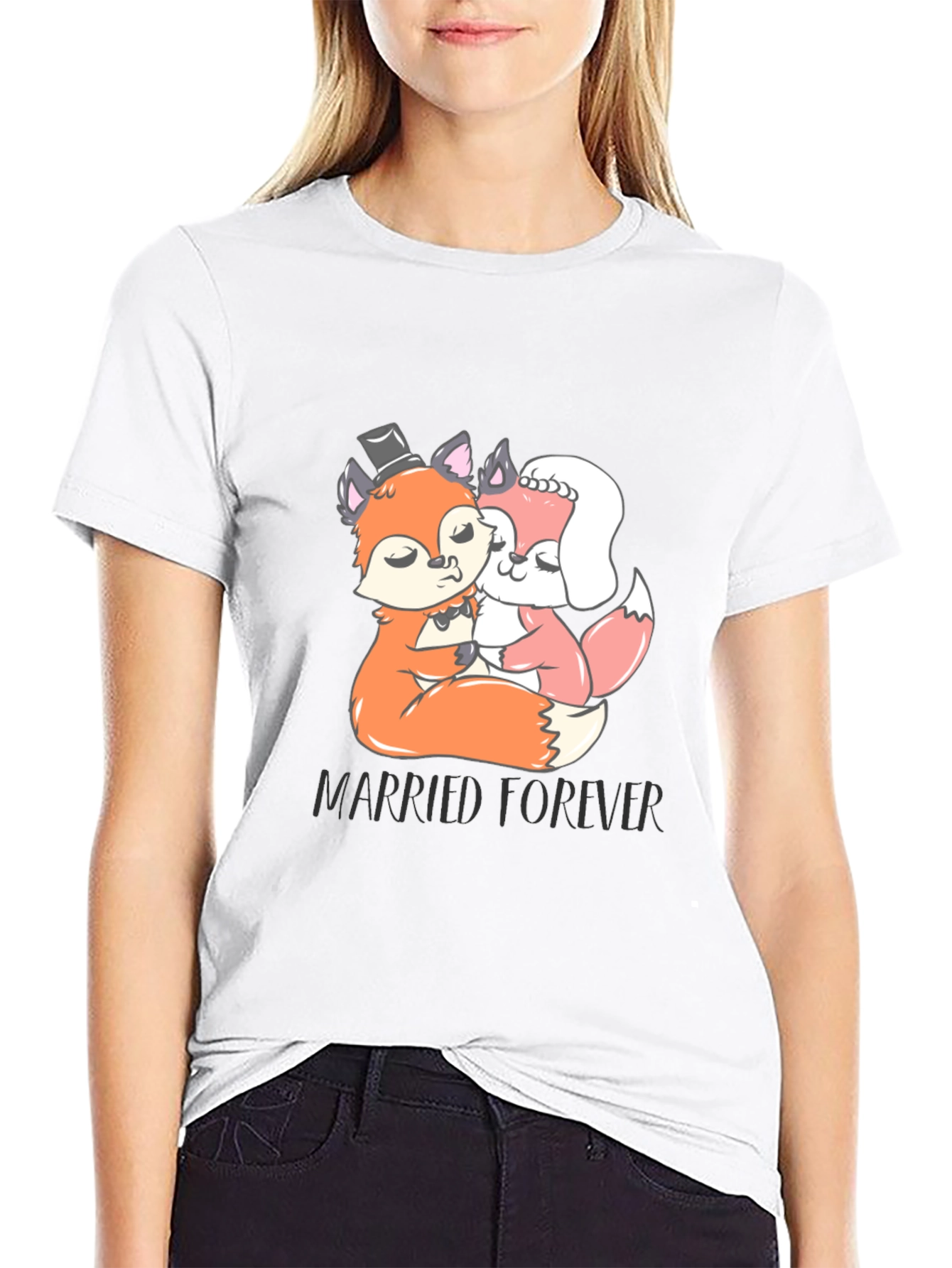 Married Forever Fox T-Shirt Black Crew Neck Tee
