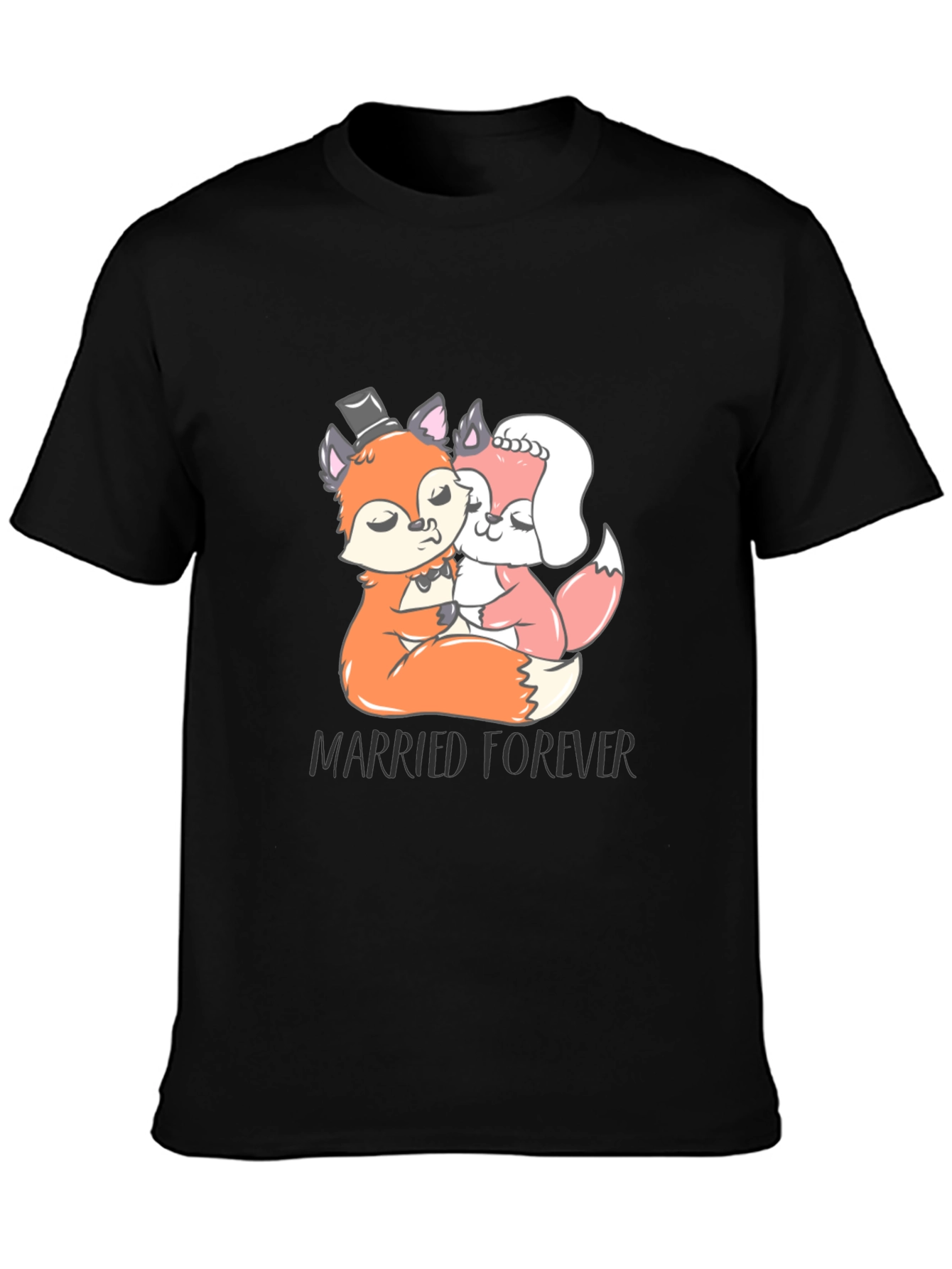 Married Forever Fox T-Shirt Black Crew Neck Tee