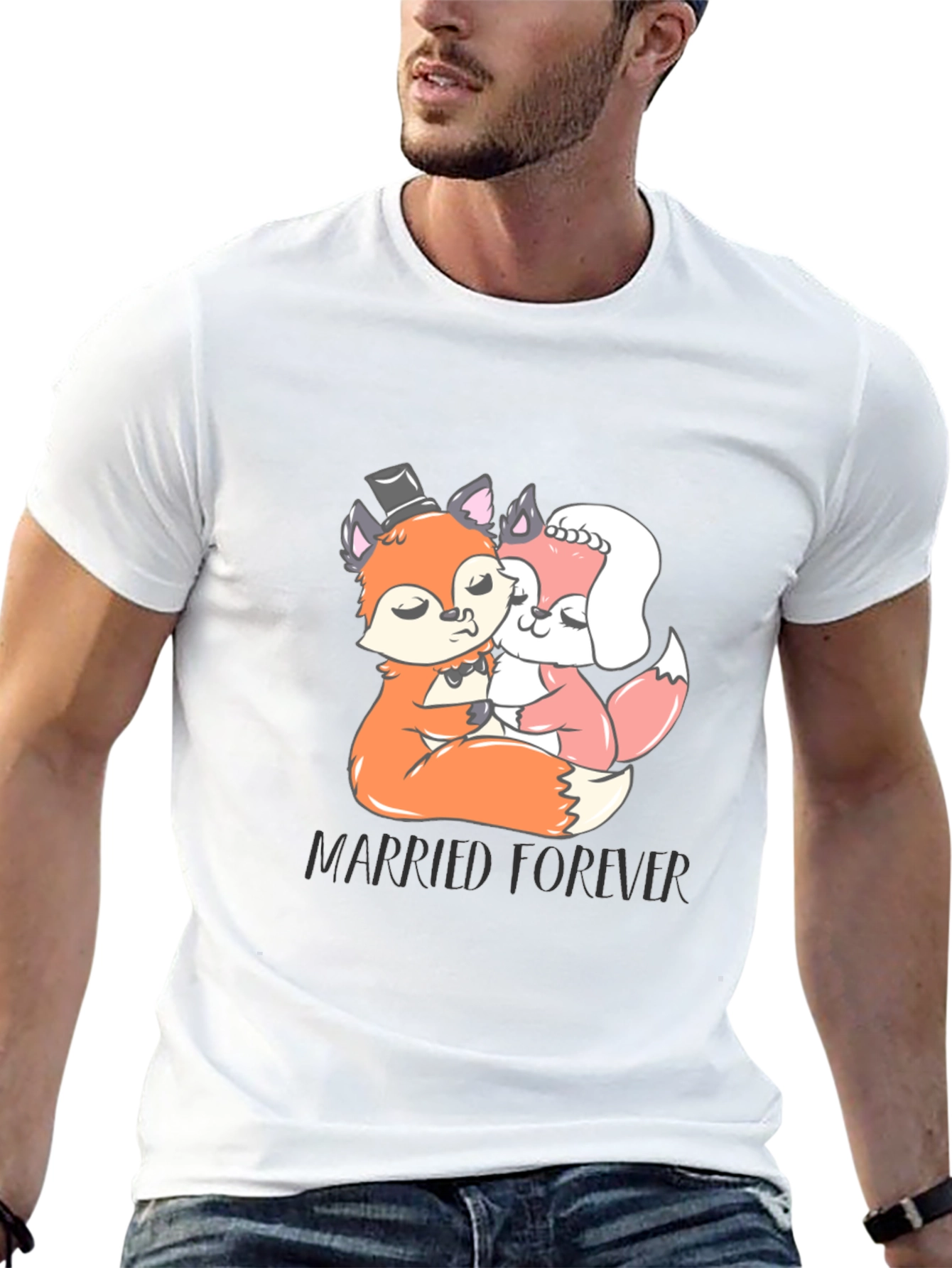 Married Forever Fox T-Shirt Black Crew Neck Tee