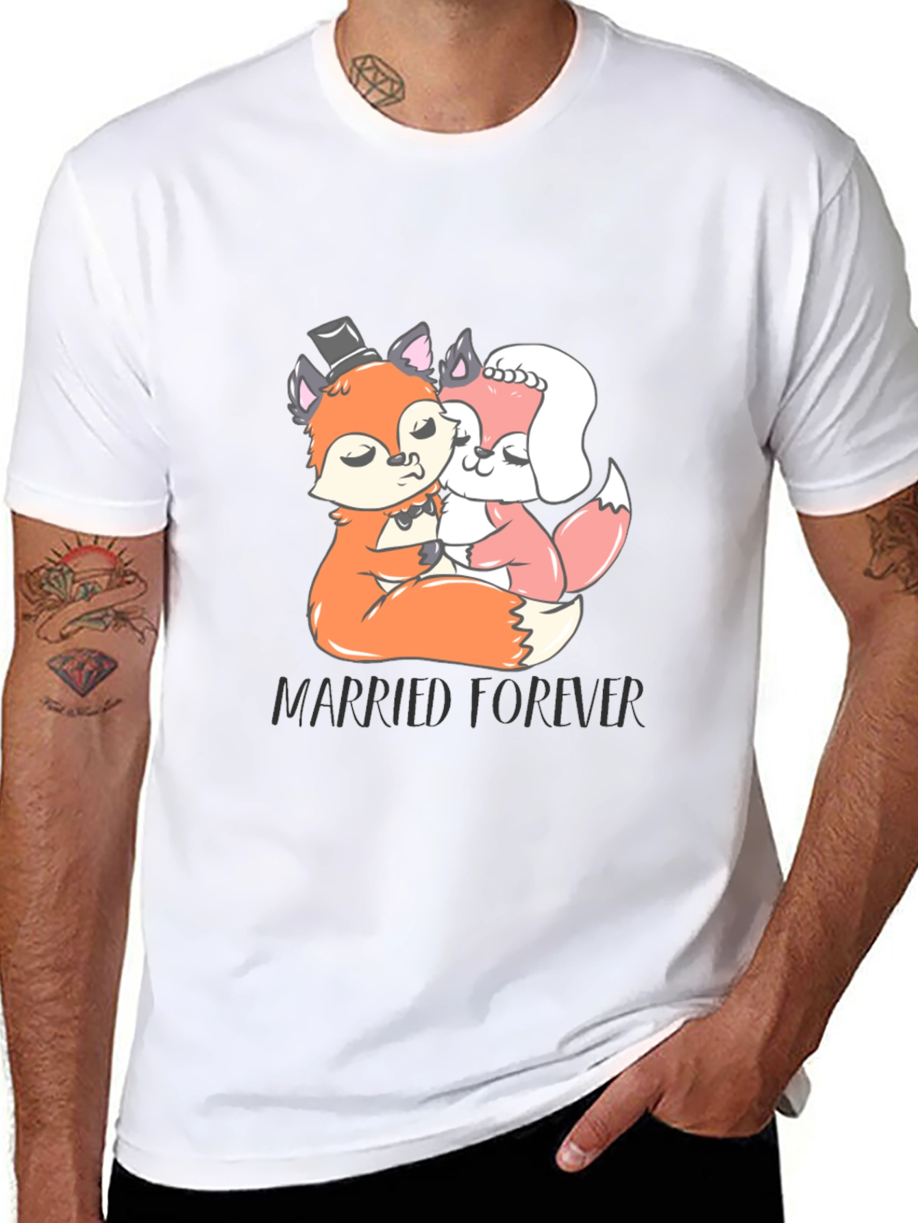 Married Forever Fox T-Shirt Black Crew Neck Tee