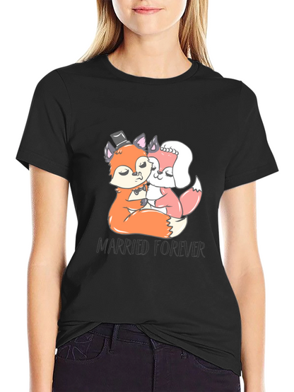 Married Forever Fox T-Shirt Black Crew Neck Tee
