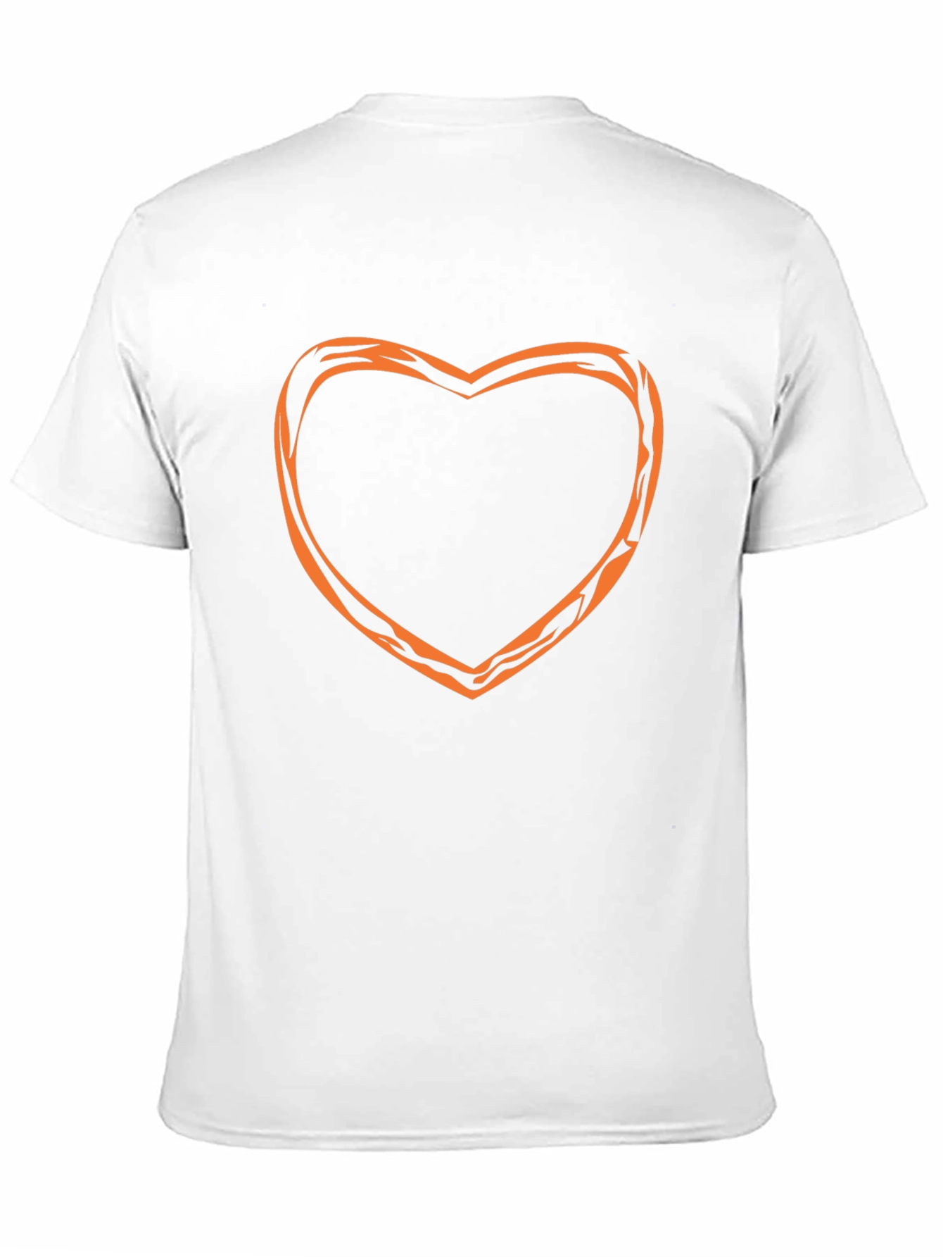 Stylish Black Tee with Orange Heart Outline