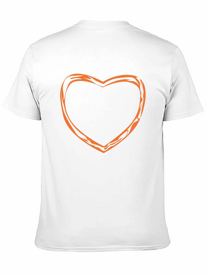 Stylish Black Tee with Orange Heart Outline