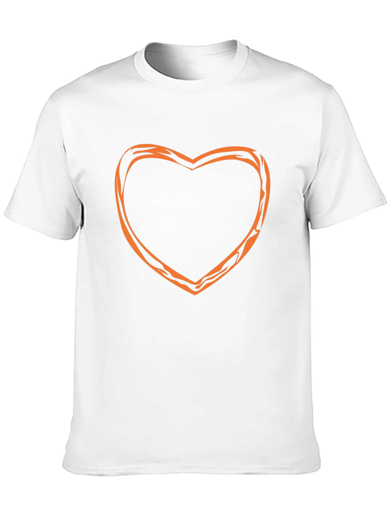 Stylish Black Tee with Orange Heart Outline