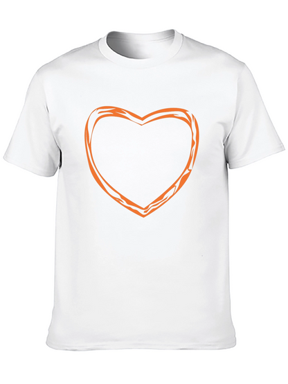 Stylish Black Tee with Orange Heart Outline