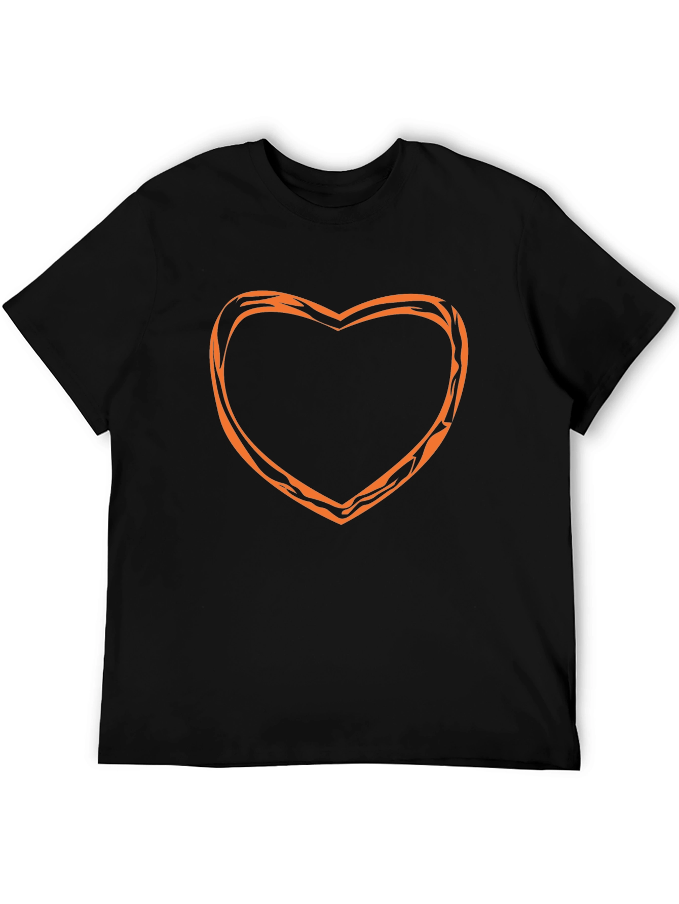 Stylish Black Tee with Orange Heart Outline