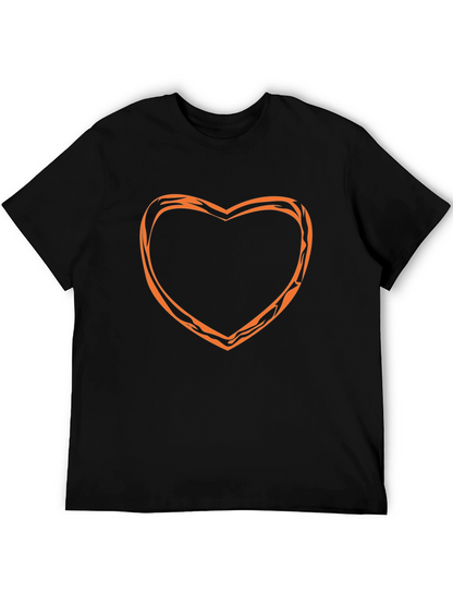 Stylish Black Tee with Orange Heart Outline