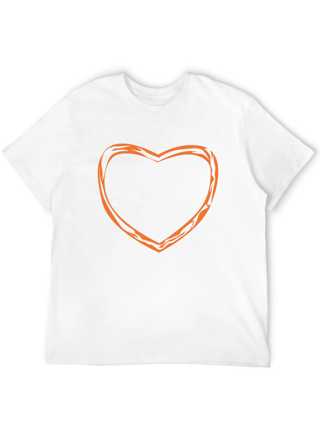 Stylish Black Tee with Orange Heart Outline