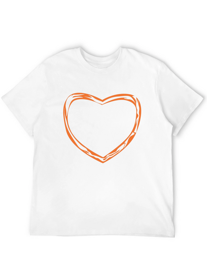 Stylish Black Tee with Orange Heart Outline
