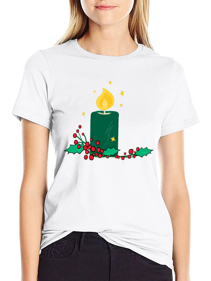 Festive Candle T-Shirt - Holiday Cheer Apparel