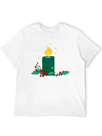 Festive Candle T-Shirt - Holiday Cheer Apparel