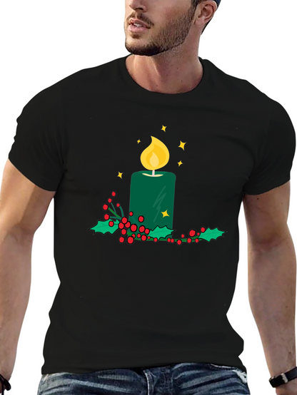 Festive Candle T-Shirt - Holiday Cheer Apparel