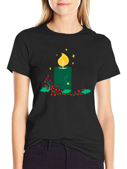 Festive Candle T-Shirt - Holiday Cheer Apparel
