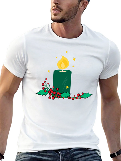 Festive Candle T-Shirt - Holiday Cheer Apparel