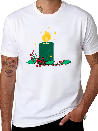 Festive Candle T-Shirt - Holiday Cheer Apparel