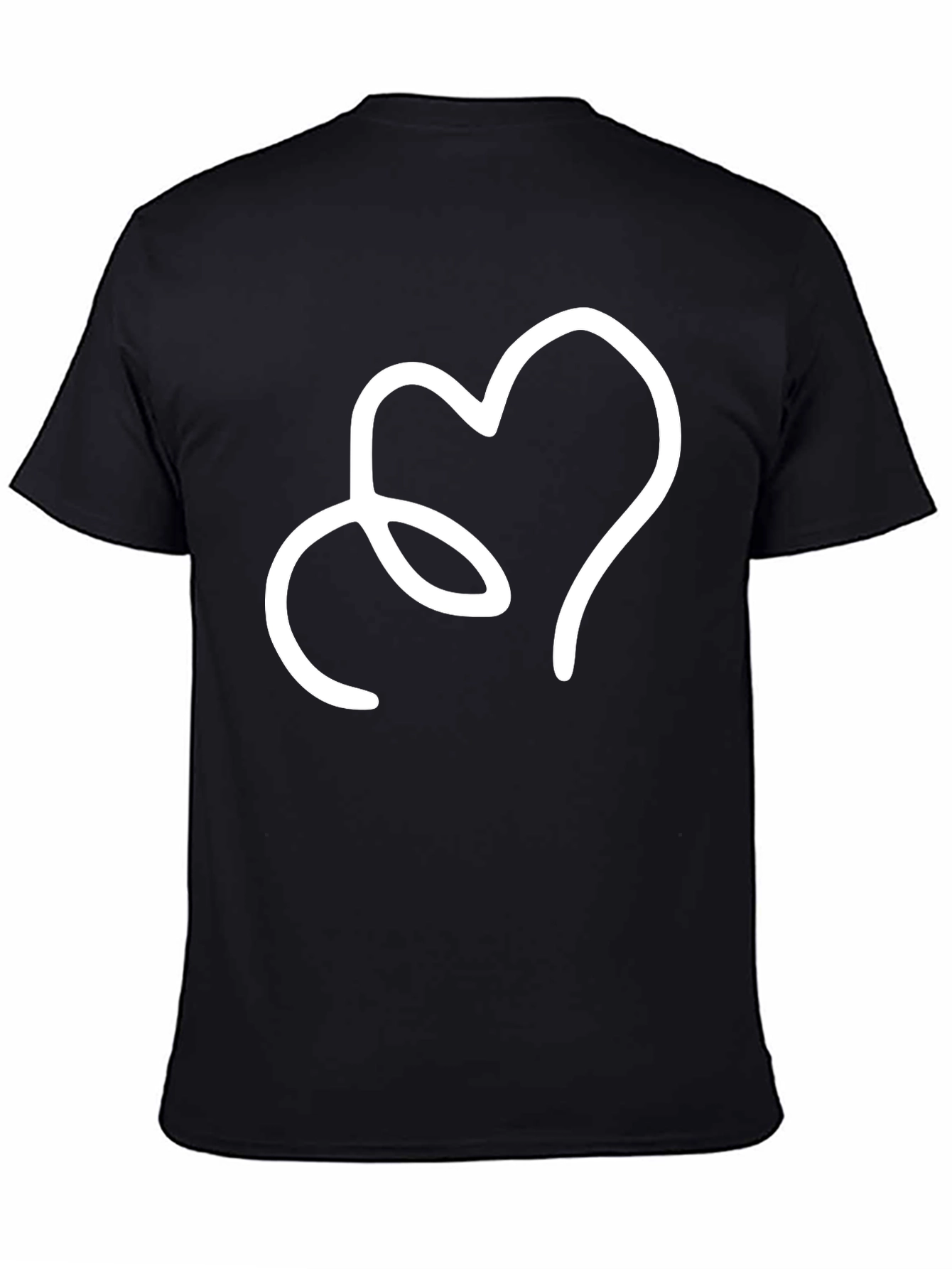 Heart Line Art Black T-Shirt