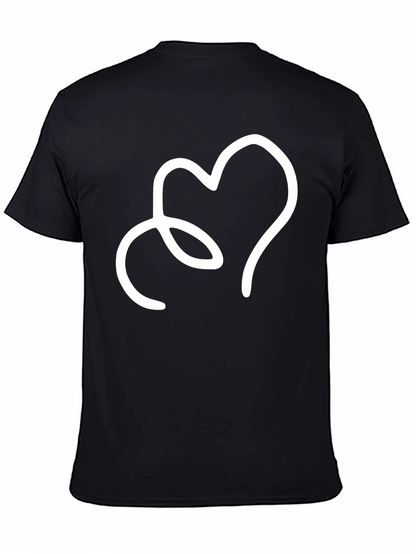 Heart Line Art Black T-Shirt