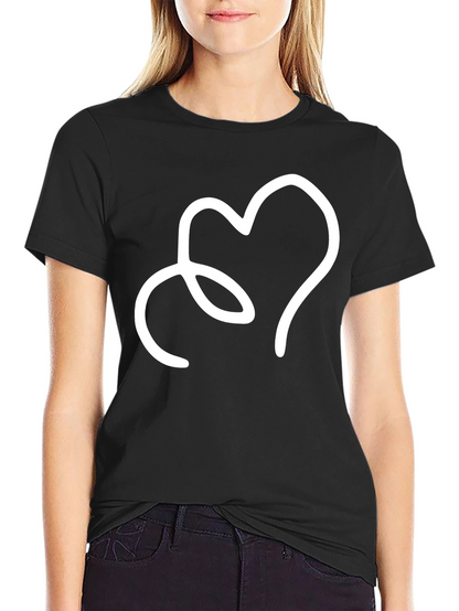 Heart Line Art Black T-Shirt