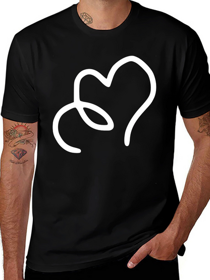 Heart Line Art Black T-Shirt
