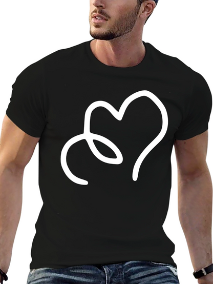 Heart Line Art Black T-Shirt