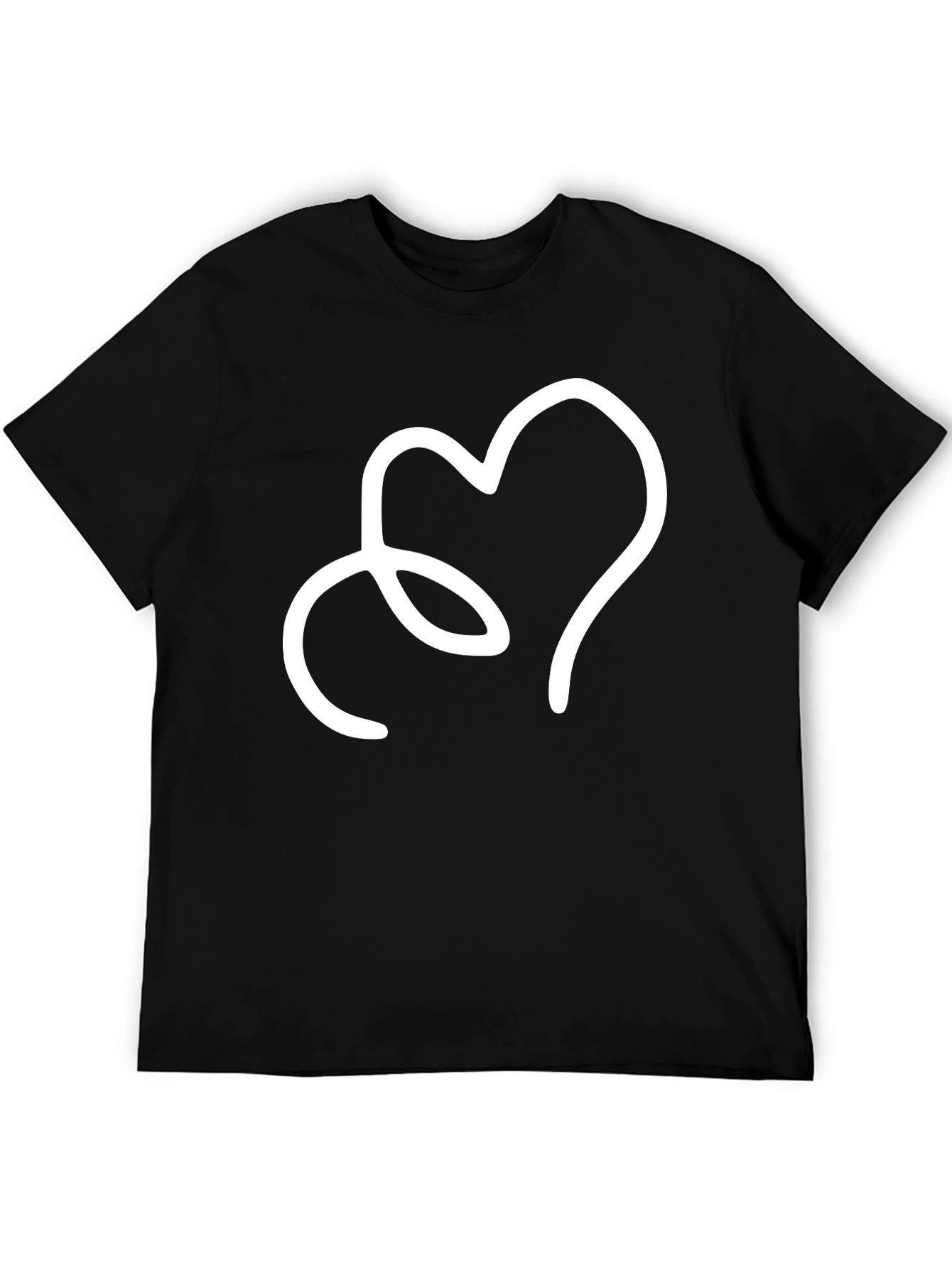 Heart Line Art Black T-Shirt