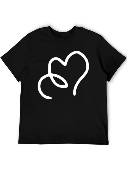 Heart Line Art Black T-Shirt
