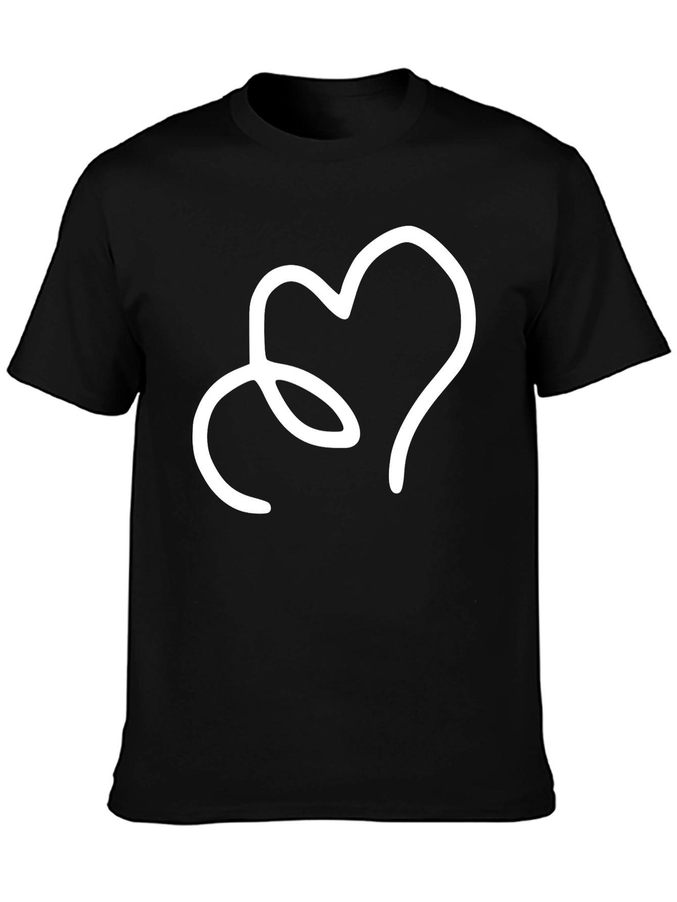 Heart Line Art Black T-Shirt