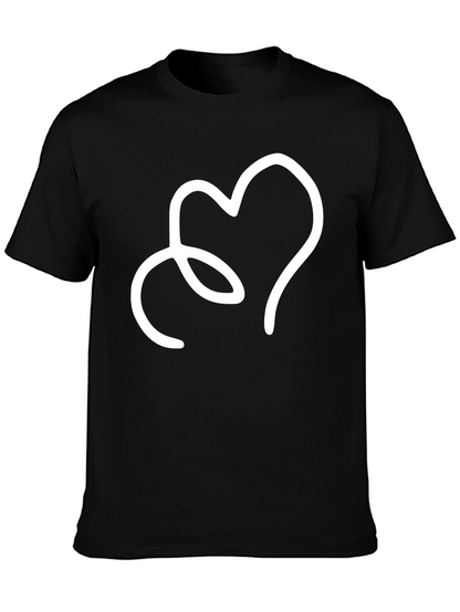 Heart Line Art Black T-Shirt