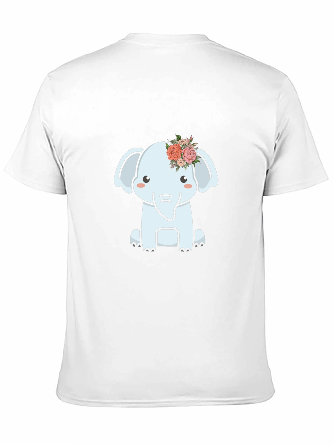 Cute Elephant Flower Crown Graphic Tee - Black
