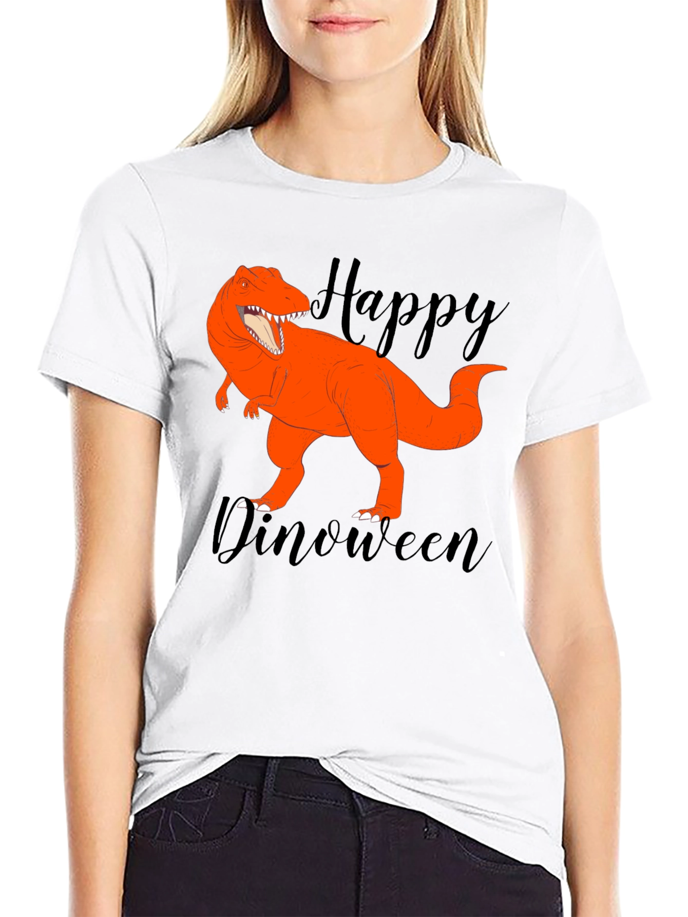 Happy Dinoween Black T-Shirt