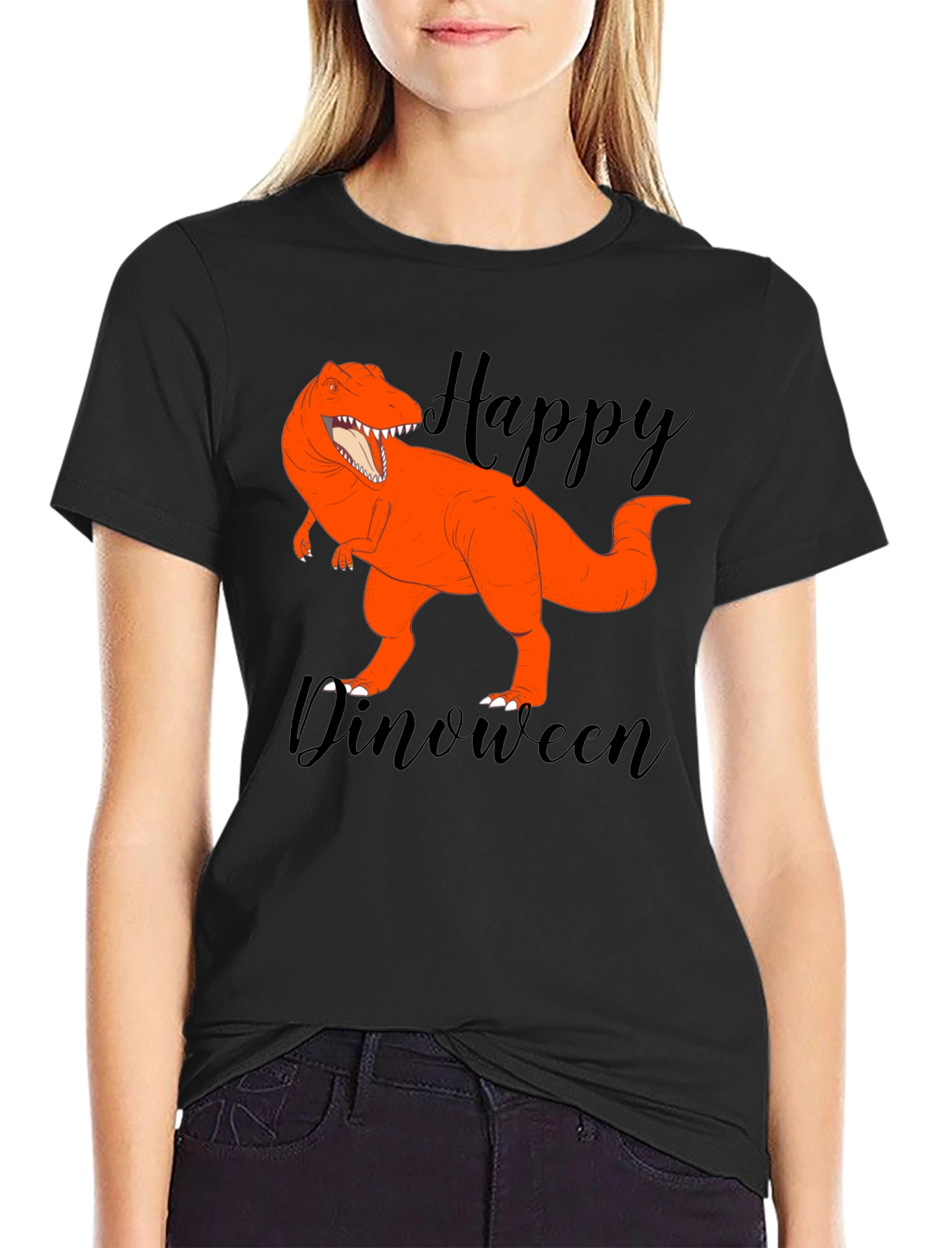 Happy Dinoween Black T-Shirt