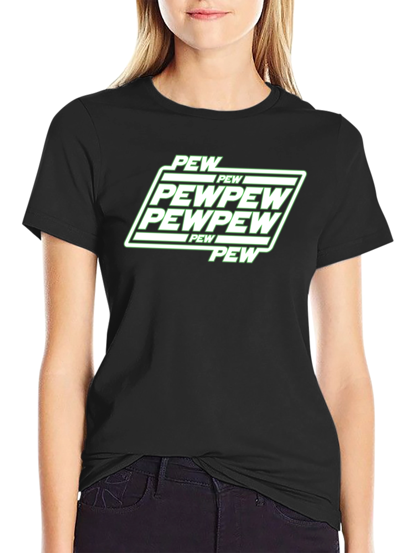 Pew Pew Graphic Black T-Shirt Funny Gamer Tee